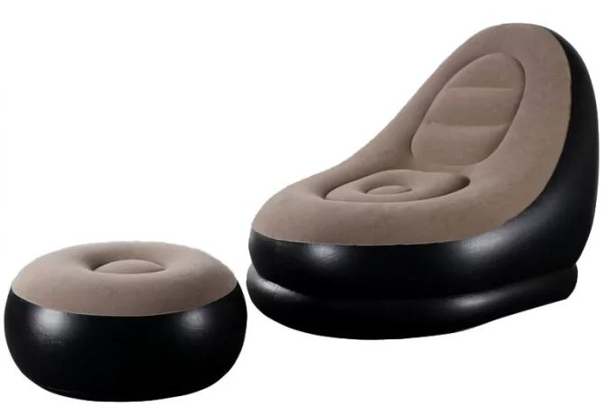  Надувное кресло диван 2в1 с пуфиком для ног A-Sofa до 150 кг. 
