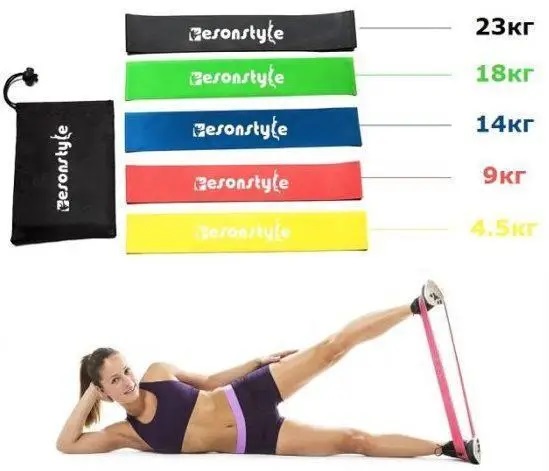  Фитнес резинки для спорта bodbands  (Light, X-Light, Medium, Heavy, X-Heavy)  
