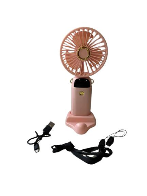 Аккумуляторный мини ручной вентилятор Mini Fan Z9 с индикатором заряда на 5 скоростей с подставкой для телефона  