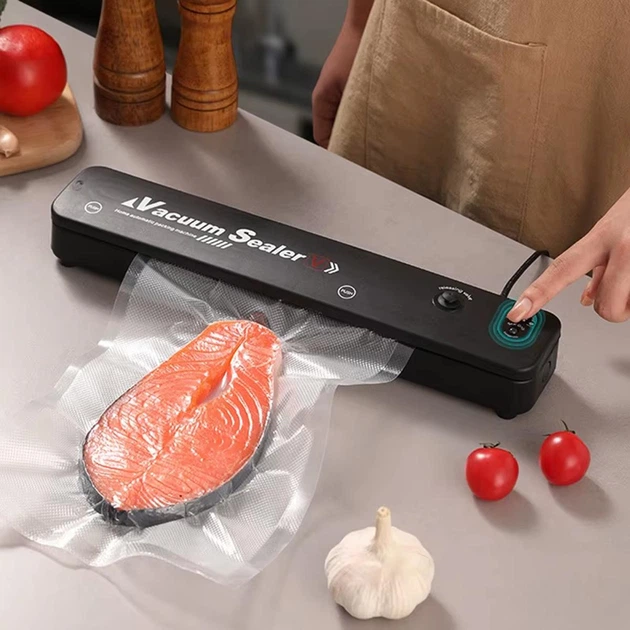 Вакуумний пакувальник Vacuum Sealer 90W Black для продуктів, вакууматор побутовий з пакетами фото 3