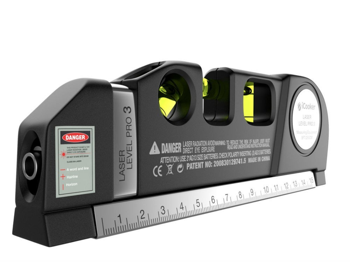 Лазерный уровень 4в1 со встроенной рулеткой  LASER LEVEL PRO 3 \  Лазерный нивелир 