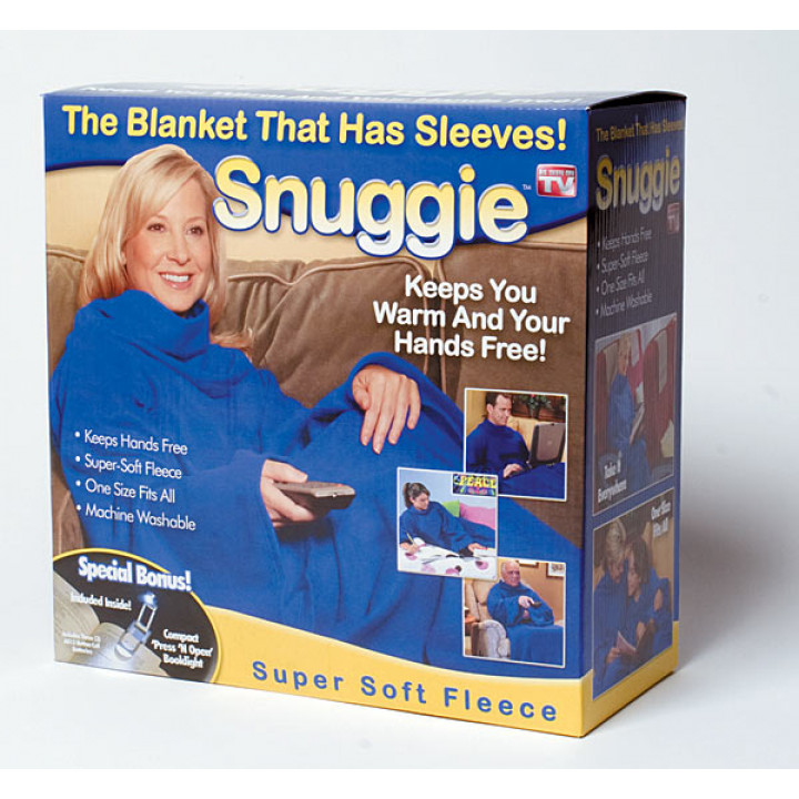  Плед согревающий из флиса с рукавами Snuggie ( Снагги) синий 