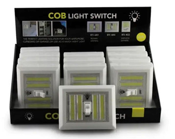  Светильник Light Switch Hy-604 С Тумблером Cob Art - на липучке и магнитах ( 4 мини пальчик батарейки) (белый) 