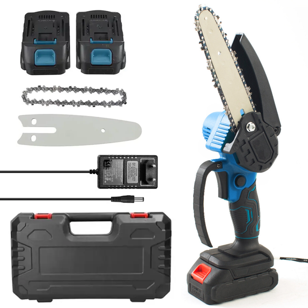  Акумуляторна ланцюгова міні пила 6 дюймів Mini Chainsaw TX24 шина 15 см ручна електропила гілкоріз з двома АКБ 