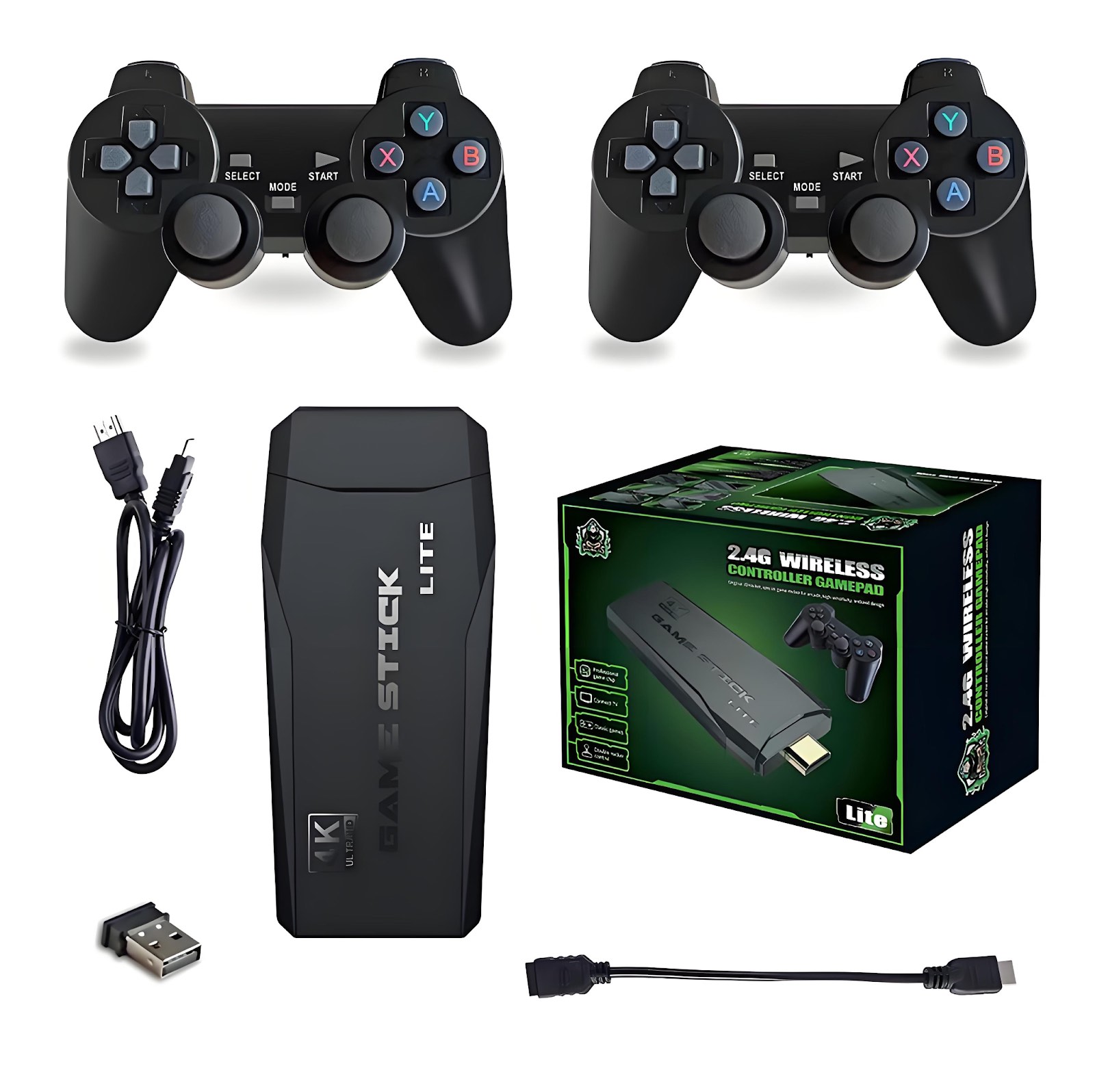  Бездротова ігрова приставка для телевізора Data Frog M8 64G 4К HDMI консоль Game Stick Lite з двома бездротовими джойстиками 10000 ігор Dendy Sega Game Boy Nintendo PlayStation 1 Retro 