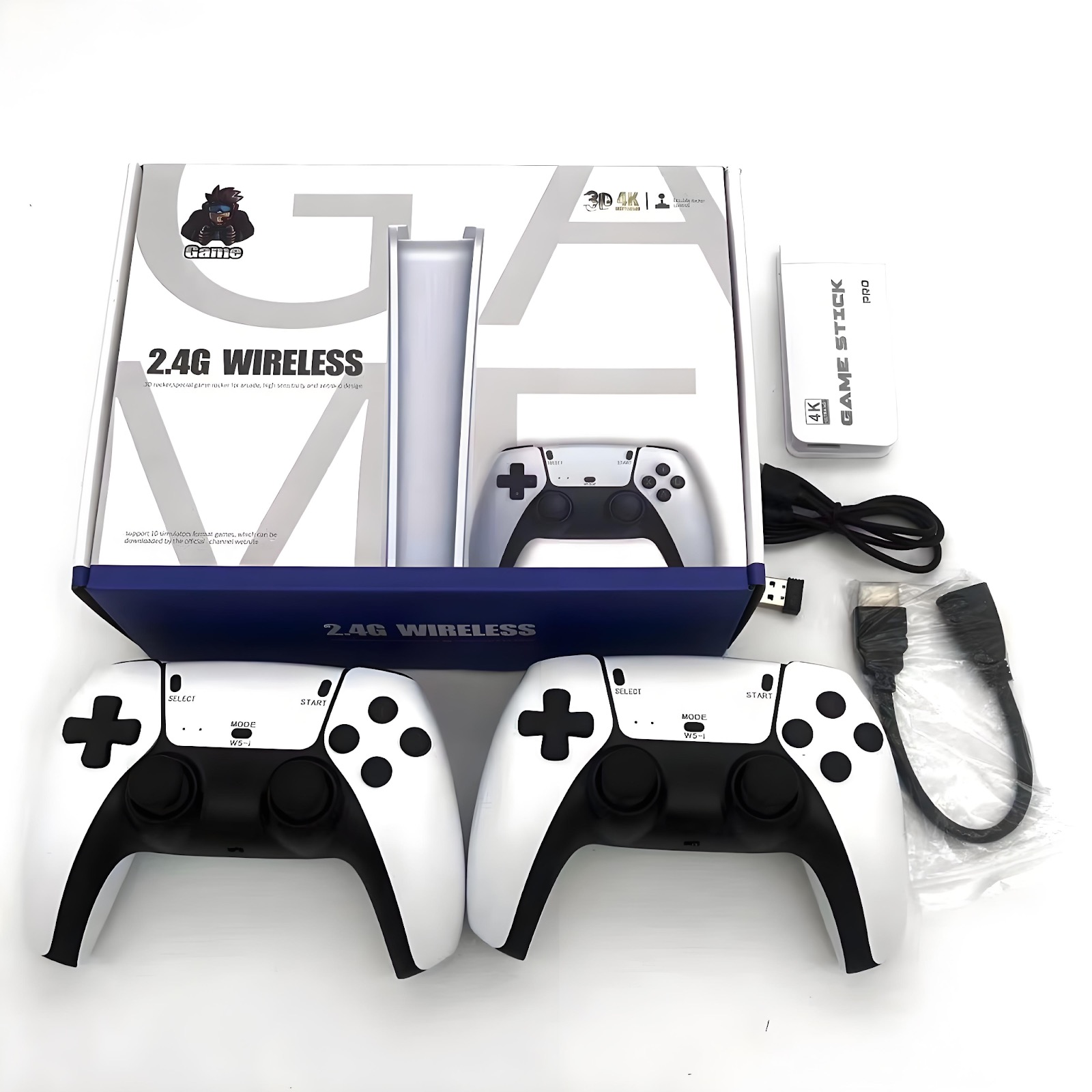  Ігрова консоль 128Gb 50000+ ігор M15 Pro Plus 4K Game Stick 3D HD стик приставка та 2 бездротові джойстики + Подарунок 4 батарейки для контролерів 