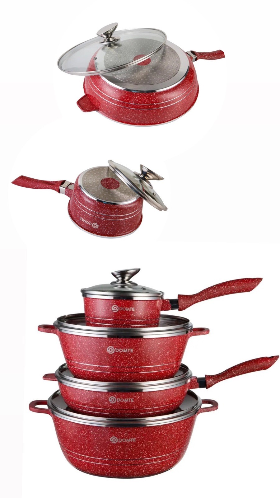  16cm 28cm 32cm 28cm 13 набор кастртюль domte красный 2 