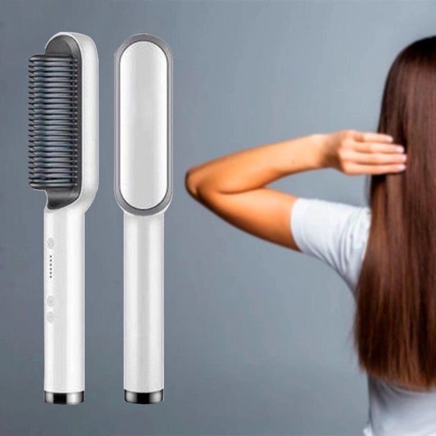  Расческа выпрямитель Hair Straightener HQT-909B (белая,красная) 