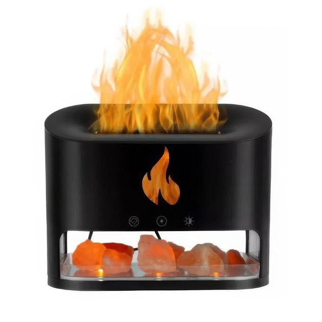  Увлажнитель Воздуха Аромадиффузор Flame Aroma Diffuser Ночник Cоляная Лампа С Имитацией Пламени И Резервуаром Для Эфирного Масла Black 