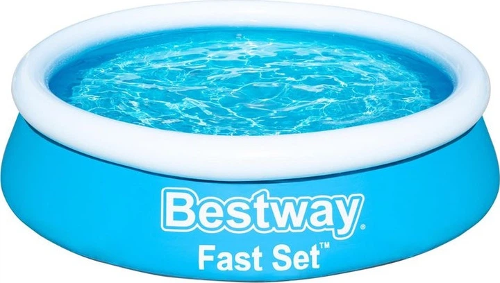  Басейн надувний круглий Bestway для дітей 183x51 см безкаркасний міцний дитячий басейн Бествей Fast Set із клапаном для зливання 
