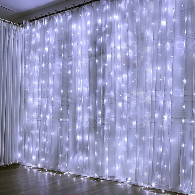  Гирлянда 320 л занавес - штора (3м * 3м) холодный 