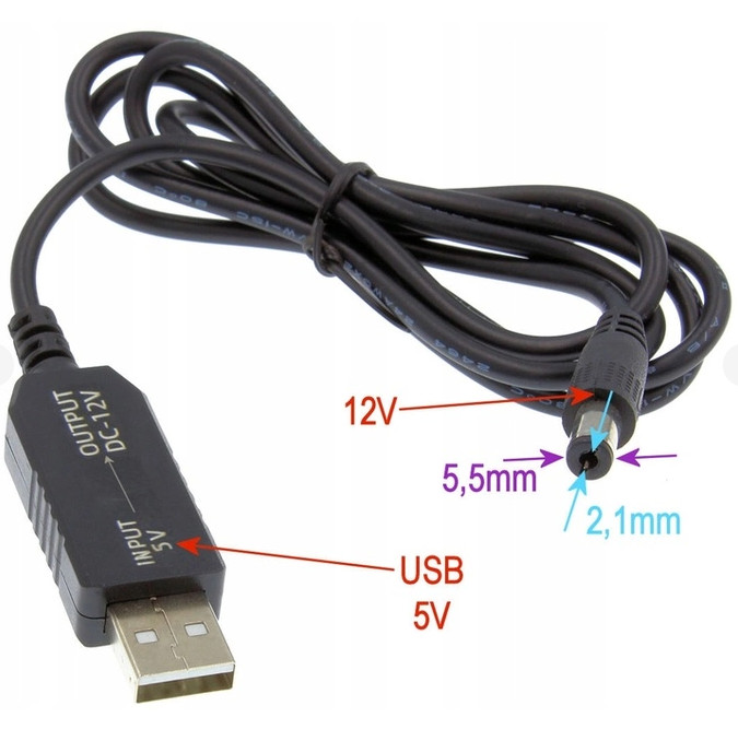  Кабель питания USB DC 5.5x2.1 для роутера модема з преобразовует с 5v на 9v та 12v 