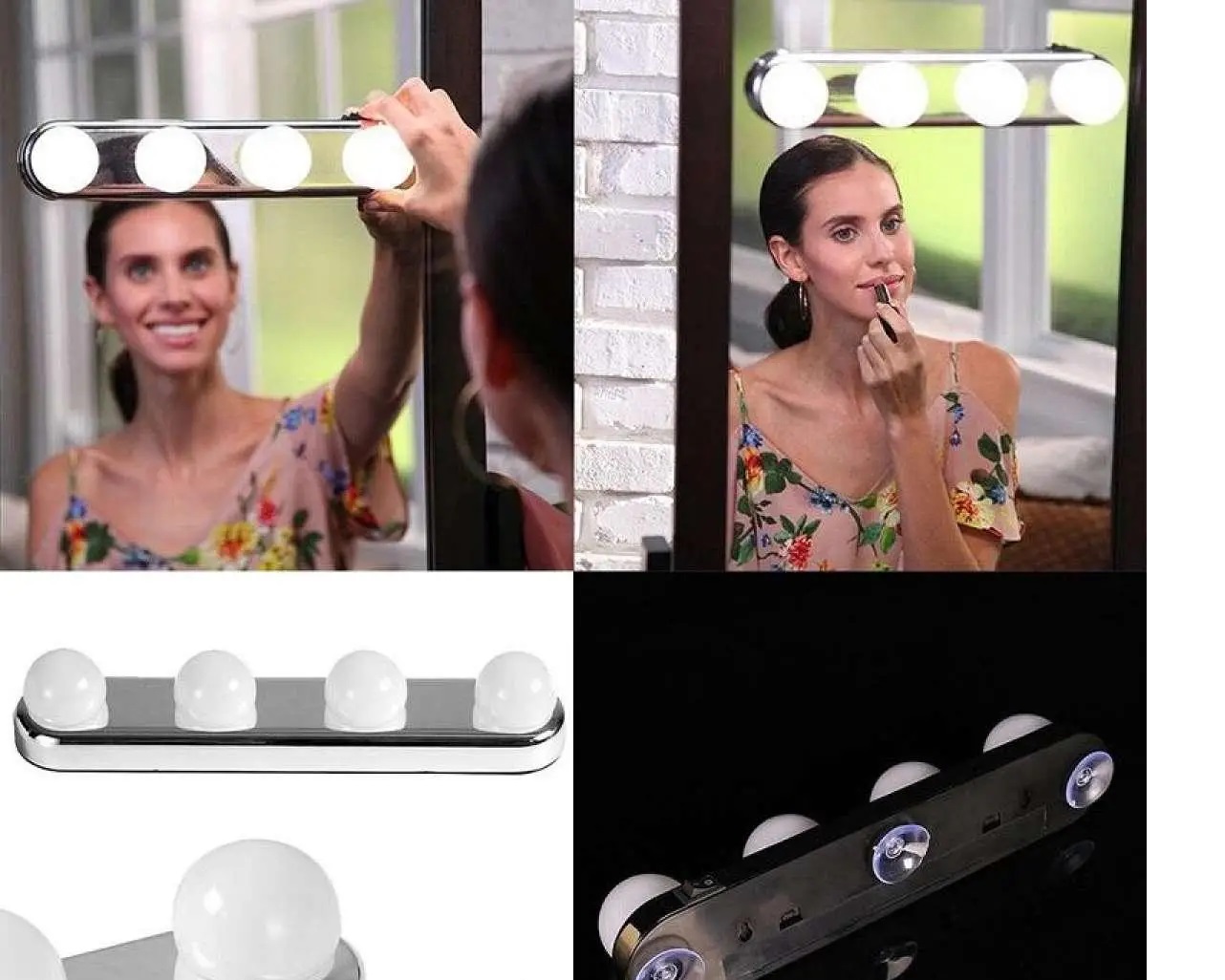  LED светильник портативный беспроводной с 4мя лампами с присосками для кухни, ванной и макияжа. 