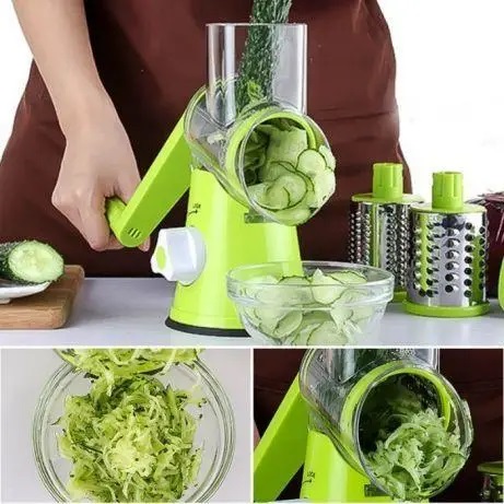  Овощерезка ручная мультислайсер Kitchen Master Терка для овощей и фруктов 3 насадки (Green) 