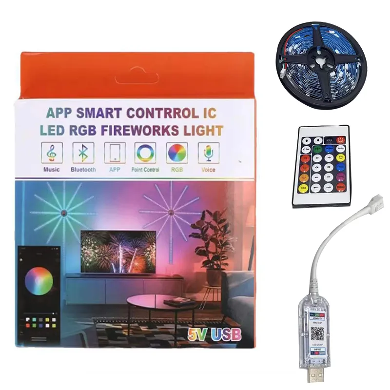  Умная светодиодная лента фейерверк RGB  с пультом и приложением
 