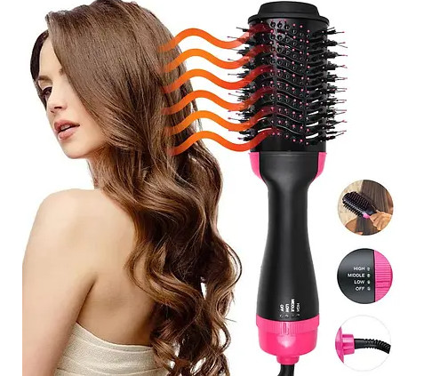  Фен-щетка для волос One Step Hair 3 в 1 Электрическая расческа для укладки и выпрямления (черная) 